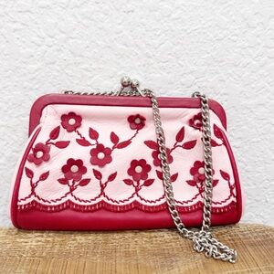 Isabella Fire Floral Leather Clutch Bag Purse